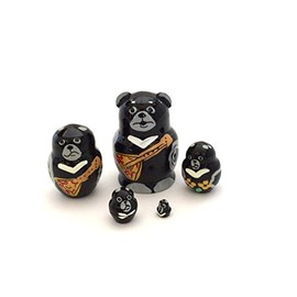 1.25" Tall Bear Mini Nesting Dolls Russian Hand Carved Hand Painted 5 Piece Matryoshka Set