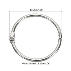 PATIKIL 20pcs 35mm Diameter Binder Rings Removable Metal Book Loose Leaf Rings for Home Office Index Cue Revision Card Silver Tone