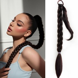 Long Ponytail Extension 24inch Hair Ponytail Extension Brown Pony Tails Hair Extensions Straight Sleek Wrap Around Braid Hair (4#, 24inch(Pack of 1))