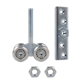 Bstinay Dia 24mm Steel Silver Sliding Track Roller Hanging Double Wheel Rail Hanging Trolley H4-3