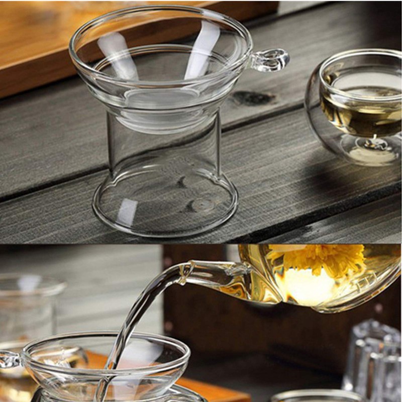 LeYin Tea Filter, Nylon Strainers,Kungfu Tea Funnel, with Base (transparent)
