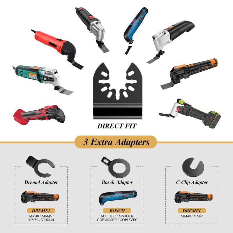 Aicoya Multitool Saw Blades 5-Piece Multitool Accessories Curved Edge Wood