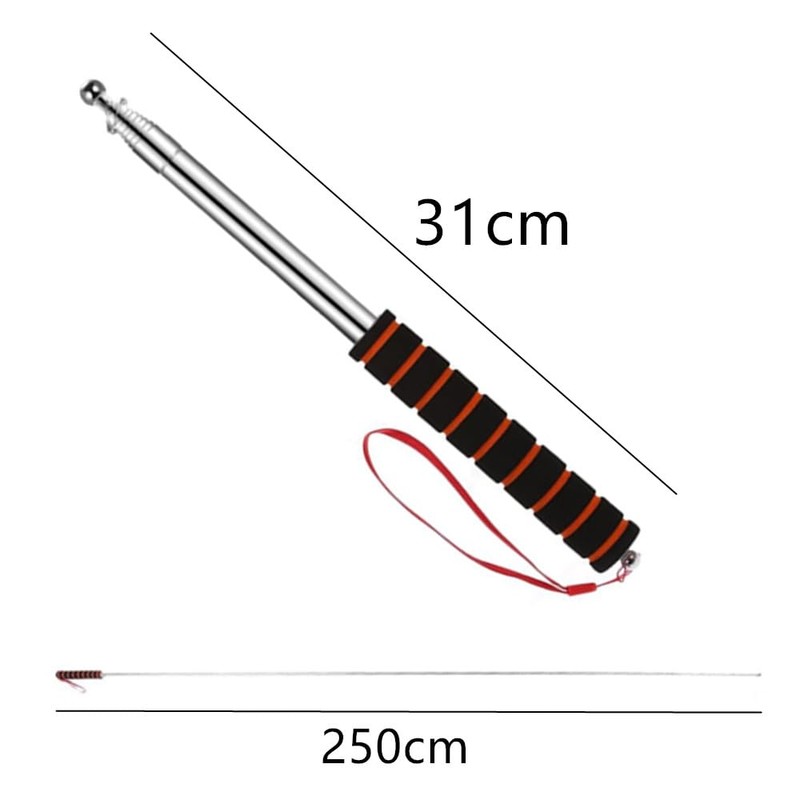 Handheld Flagpole, Flagpole Hardware Durable 2.5m Stainless Steel Telescopic Flagpolewith