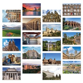 Dear Mapper Spain Vintage Landscape Postcards Pack 20pc/Set Postcards from Around the World Greeting Cards for Business World Travel Postcard for Mailing Decor Gift