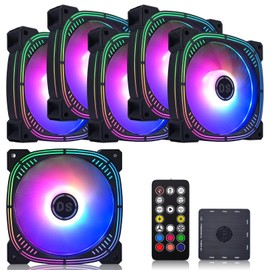 DS leddess Rainbow LED RGB Fans with Controller for PC Case, CPU Cooler, Radiators System (6pcs RGB Fans, G Series)