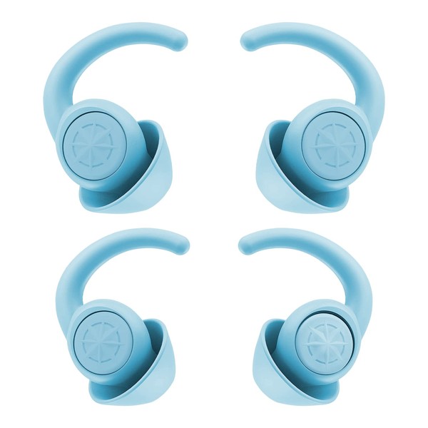 BEAN LIEVE Ear Plugs Sleep 2 Pairs Soft Quiet Comfortable Ear Plugs Reusable Washable Earplugs Noise Cancelling Suitable for Learning, Snoring, Concert, Swimming (Light Blue)