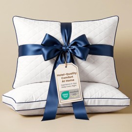 DOWNSTORIA Shredded Memory Foam Pillows Queen Size Set of 2, Medium Firm Bed Pillow for Sleeping, Soft Memory Foam Queen Pillows 2 Pack for Side and Back Sleepers with Gusset(20"x30")