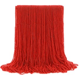 JOYIN 120 PCS Mardi Gras Beads Necklace, Red Bead Necklace Metallic Colors Necklaces Set for Mardi Gras Party Favors Supplies, Costume Accessories, Masquerade Decorations