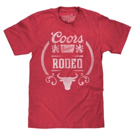 Tee Luv Men's Distressed Coors Banquet Beer Rodeo Bull Shirt, Red Heather, S
