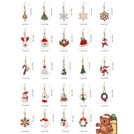 24 Pairs Christmas Earrings for Women, EBANKU Christmas Theme Drop Dangle Earrings Sets Christmas Drop Dangle Earrings Xmas Jewelry Earrings Set for Women Girls (A)