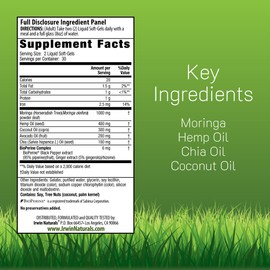 Irwin Naturals Mighty Moringa - 60 Softgels - 1,000 mg Pure Moringa and Nutrient-Dense Oils from Chia, Coconut, Hemp, Avocado