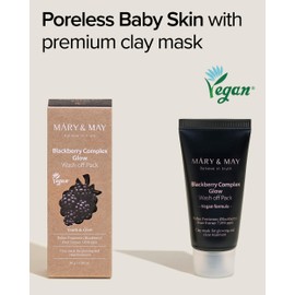 Mary&May Vegan Blackberry Complex Glow Wash Off Mask - Blackhead Care, Pore Clearing, Anti Aging Clay Mask - Bright and Glow Skin - Korean Skincare, 30g