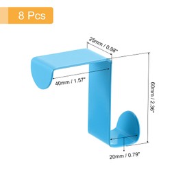 uxcell Over The Door Hooks,8pcs - Stainless Steel Door Hangers Hooks, S-Shaped Double Hooks for Hanging Clothes, Hats, Towels (Blue)