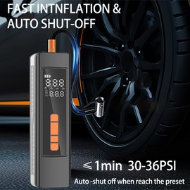 Tire Inflator Portable Air Compressor, 5X Faster 150 PSI Portable Tire Inflator for Car, Built-in Magnetic Storage, Auto Shut-Off Cordless Air Pump, LED Light for Cars, Motor, Bikes,Balls