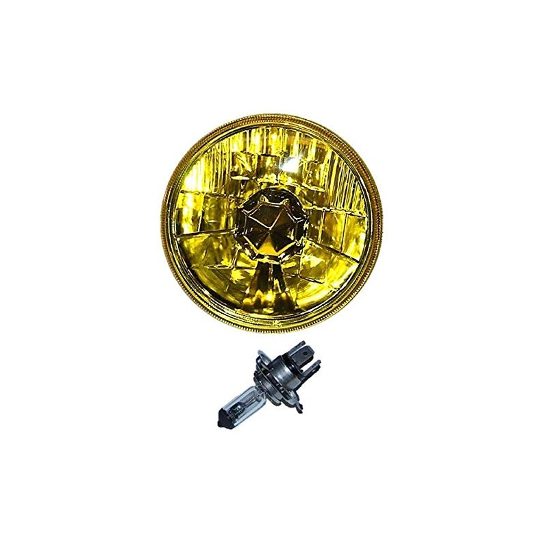Octane Lighting 5-3/4" Halogen Amber Yellow Glass Headlight Fog Light