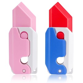 2PCS 3D Printing Fidget Knife Toy for Adults - Funny Plastic EDC Carrot Knife Toy - Sensory Toys Anxiety Stress Relief Toy - Stocking Stuffers Gift (Pinkwhite + Bluewhite)