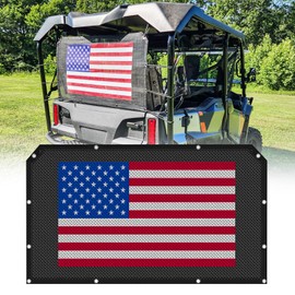 StarknightMT Pioneer Back Window - Compatible with Pioneer 1000 1000-5 1000-6 700 700-4 500 520 Rear Dust Screen Windshield Mesh Net See-Through Design Old Glory Flag Print Pioneer Accessories