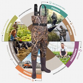 FISHINGSIR Fishing Waders for Men with Boots Womens Chest Waders 2-Ply Nylon/PVC Waterproof for Hunting with Boot Hanger