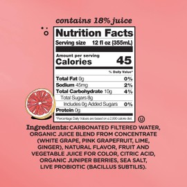 Culture Pop Soda, Pink Grapefruit & Ginger, Probiotic Low Sugar Soda, Sparkling Juice Alternative, Non-GMO, Kosher, Gluten-Free, No Stevia (12pk)