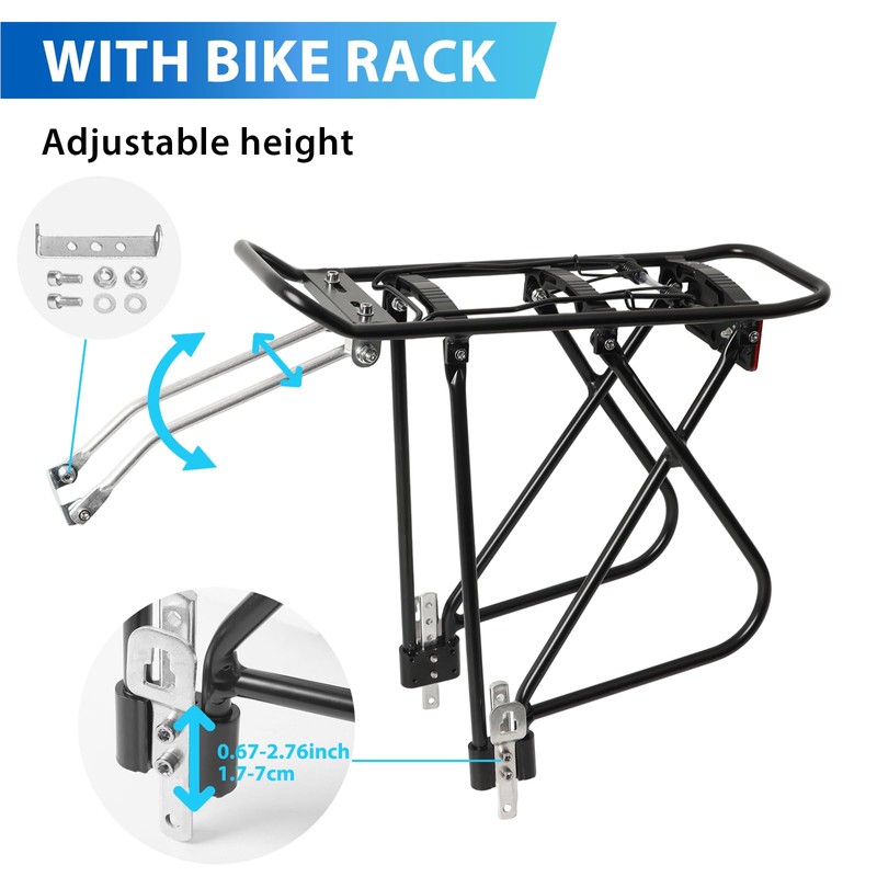 YEEGO DIRECT Rear Bike Rack with Basket, Adjustable Detachable Bike