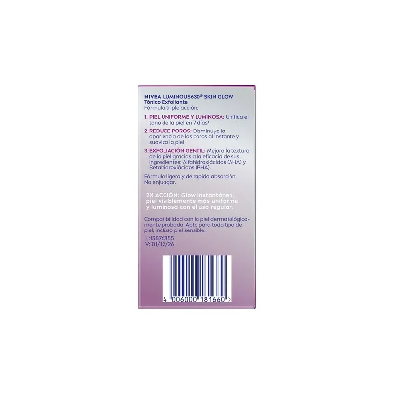 Nivea Luminous Skin Glow Tonico Exfoliante 100ml