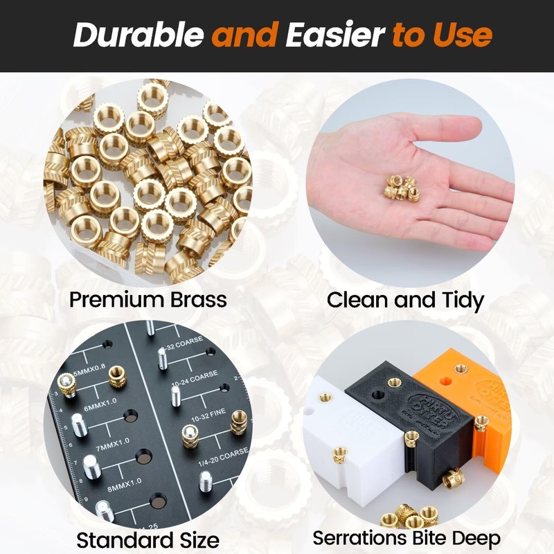 25 pcs M6 Brass Heat-Set Threaded Inserts for 3D Printing