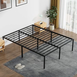 Bed Frame Metal Platform Bed Frame 18 Inch High Mattress Foundation No Box Spring Needed Heavy Duty Steel Slat Noise-Free Easy Assembly Under-Bed Storage (Queen)