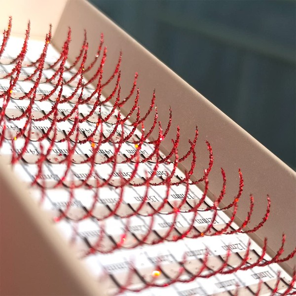 Glitter Lash Extensions Single Red Colored Eyelash Extension Professional 11mm-16mm