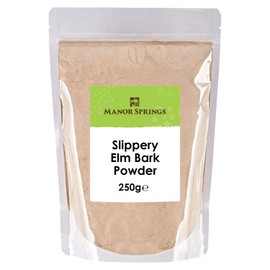 Slippery Elm Bark Powder 250g by Manor Springs, Soothes Digestion & Upset Stomach, Eases Discomfort, Helps Soothe The Throat and Coughing, No Irradiated, No Contaminated, No GMO