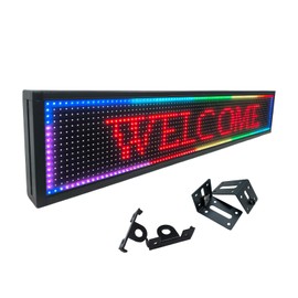 P10 Programmable LED Sign Outdoor, RGB Full Color Scrolling LED Sign with 4000CD/㎡ High Brightness, WIFI Control Open Welcome Led Digital Display for Business Advertising, Store, 40”x 8”