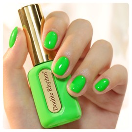 Double Rhythm 0.50 OZ Gel Polish Hema Free Same Color Same Bottle Golden Round Translucent Neutral Natural Milky 15 ML Jelly UV Polish Art DIY at Home (Neon Green-C1042)