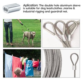 HOME MASTER HARDWARE 3/16" Aluminum Crimping Loop Sleeve 50 Pcs,Double Barrel Ferrule for Wire Rope and Cable Line End