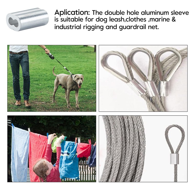 HOME MASTER HARDWARE 3/16" Aluminum Crimping Loop Sleeve 50 Pcs,Double
