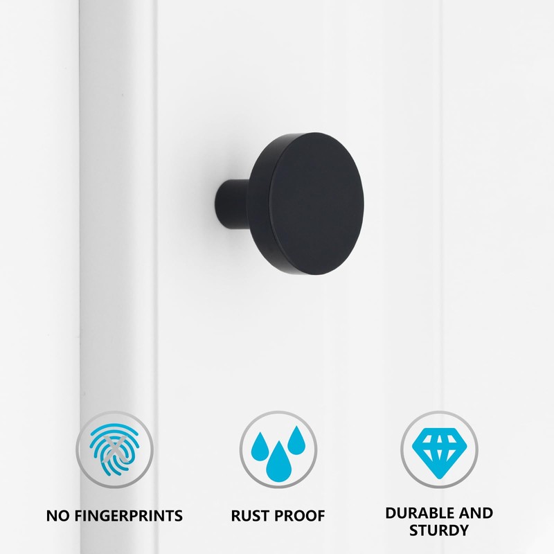 HANIHUA 50 Pack Matte Black Cabinet Knobs Drawer Knobs, Kitchen