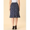 Allegra K Women's Floral Ruffle Hem Elastic Back Button Split