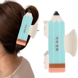 Teacher Hair Clips Back to School Hair Claws for Women Blue Pencil Hair Claw Clips with Glitter Rhinestone Gems Funny Jaw Barrettes School Hair Accessories for Teachers Appreciate Gifts 1Pcs