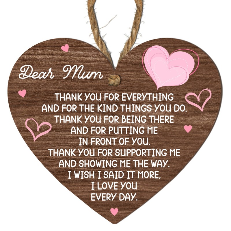 Wooden Heart Plaque Gift for Mum - Heartfelt Gift For