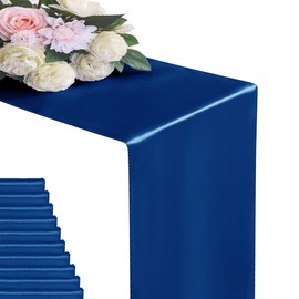 Flohar 12Pack Table Runner 12 x 108 Inches Satin Silk Table Runner for Wedding, Birthday Party, Banquets, Graduations Decoration, fit Rectange and Round Table-Royal Blue