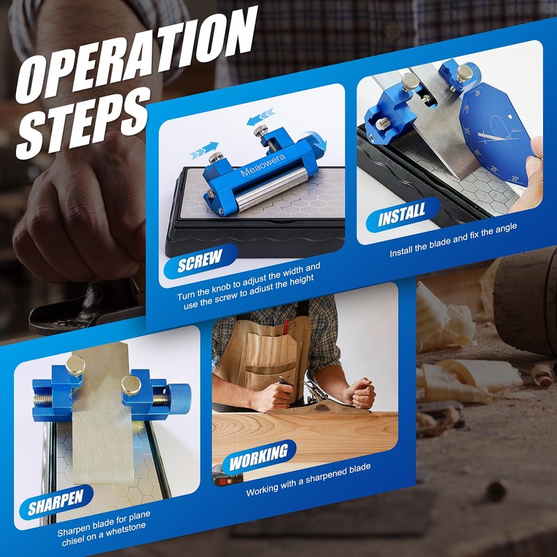 Meaowera Upgraded Honing Guide Tool - Chisel Sharpening Kit with