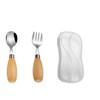 Stainless Steel Fork and Spoon with Wooden Handles, Simple Design