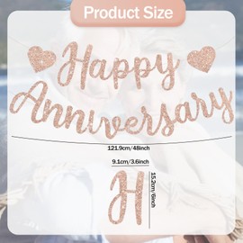 Bliceon Rose Gold Happy Anniversary Banner, Happy Anniversary Garland, Happy Anniversary Sign for Anniversary Wedding