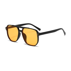 EYLRIM Retro Aviator Sunglasses for Women Men Classic 70s Square Frame Sun Glasses Vintage Shades(A3 Black/Yellow)
