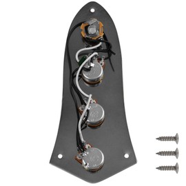 Yootones 3 Bands Loaded Control Plate Pre-Wired w/Preamp Knobs Pots Compatible with Fender Squier Jazz J Bass (Black)