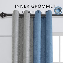 PRIMROSE Blackout Curtains for Living Room Thermal Insulated Room Darkening Ombre Curtains Window Drapes for Bedroom Grommet Grey Sky Blue 108 inch Long 2 Panels