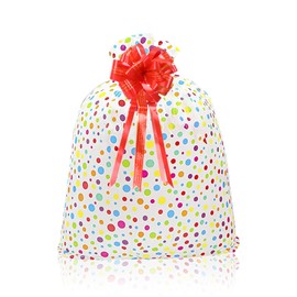 Large Plastic Gift Bag for Presents, 56× 36 inches Jumbo Gift Bags with Pull Bows Extra Large Gift Bag for Birthday, Christmas, Wedding, Baby Shower(Red Pull Bows)