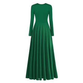 ELLYDOOR Womens Metallic Cross Worship Praise Dance Dress Full Length Lyrical Dancewear Church Liturgical Robe Dress Tag XL, Green