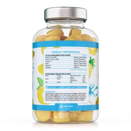 Collagen Complex - 90 Natural Pineapple Flavour Chewable Yummy Gummies - One a Day 500mg Hydrolysed Collagen, Biotin, Vitamin C and Selenium – Healthy Skin and Hair for Men and Women – UK Made