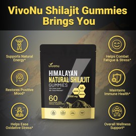 Shilajit Gummies, Shilajit micronutrient supplement, Himalayan premium ingredient Shilajit - Ashwagandha, Gokshura, Fulvic Acid & 85+ Trace Minerals I for Men, Women I Non-GMO I 100% Natural & Organic