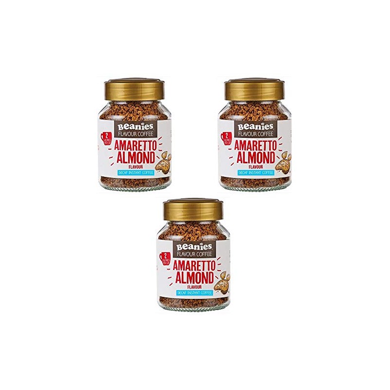 Beanies Decaf Amaretto Almond Instant Coffee Jar 50g, 3 Pack