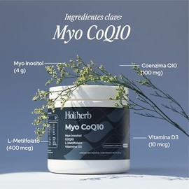 Holiherb - Myo Inositol (4g) + Metil Folato + COQ10 (100mg) | Suplemento en Polvo | 45 días